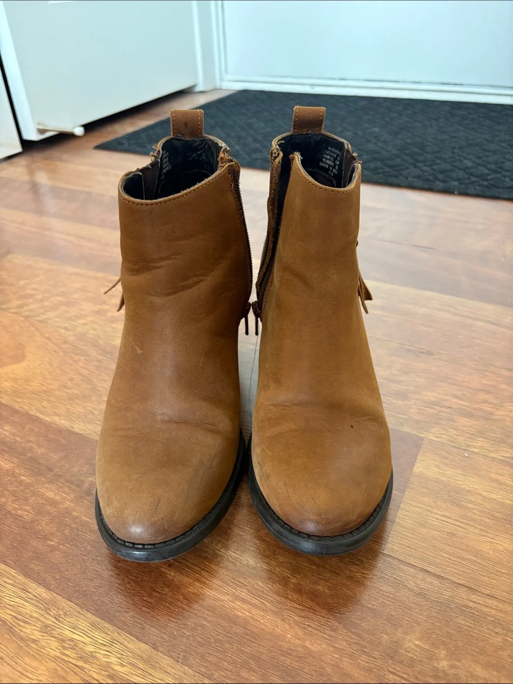 Steve Madden Cognac Leather Ankle Booties with Side Zip